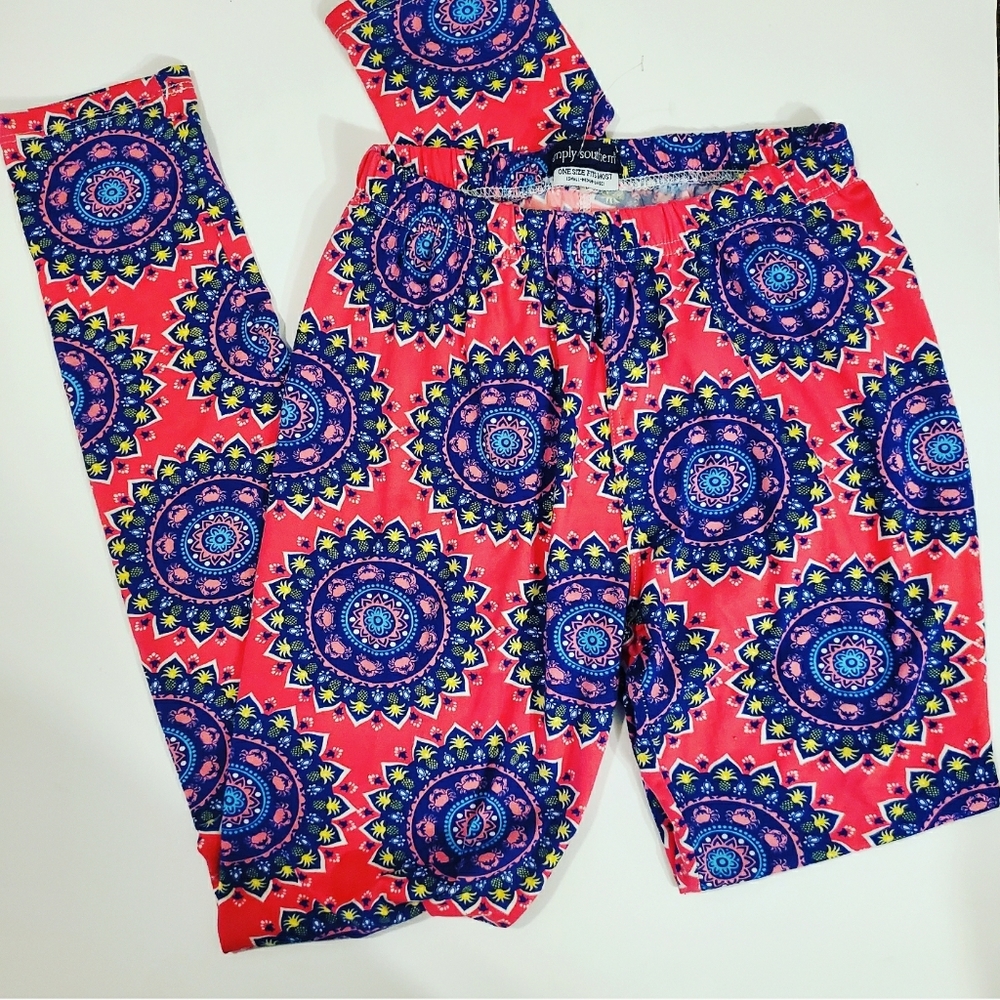 Simply South Pink & Blue Patterned Leggings